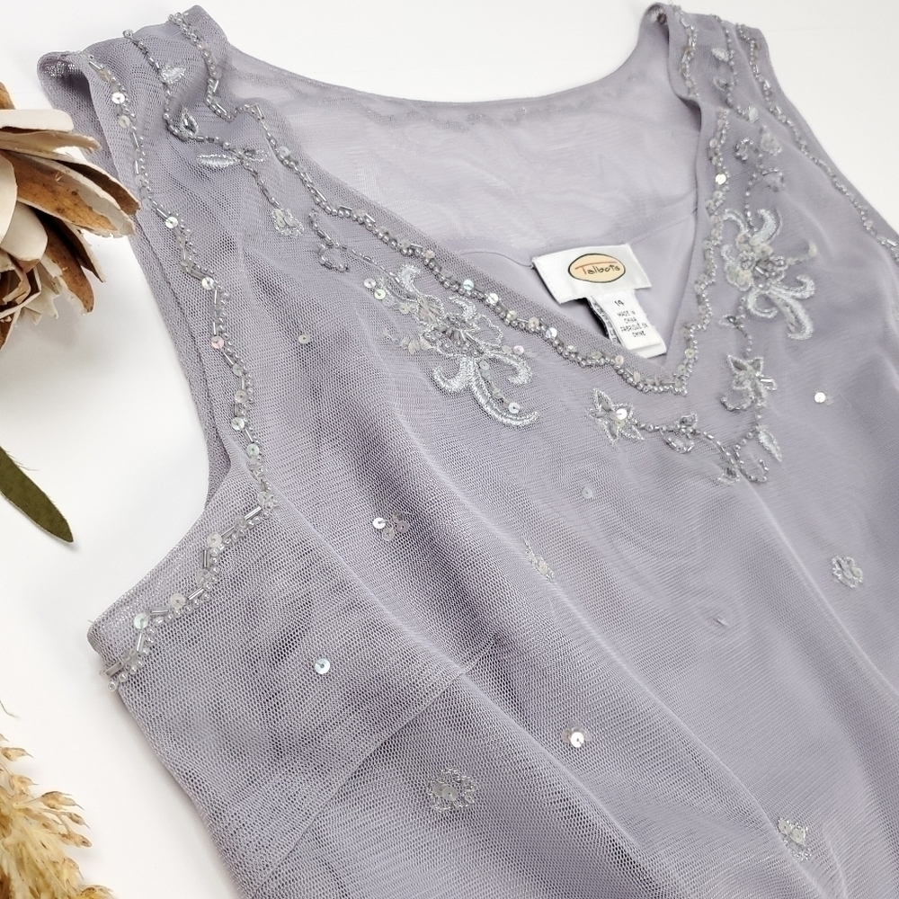 New Talbots Sheer Dazzled Multi Layer Gray Top Sz… - image 3